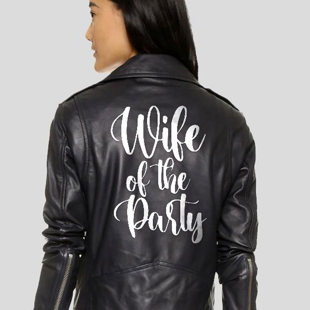 Wife of the Party Printed Biker Jacket