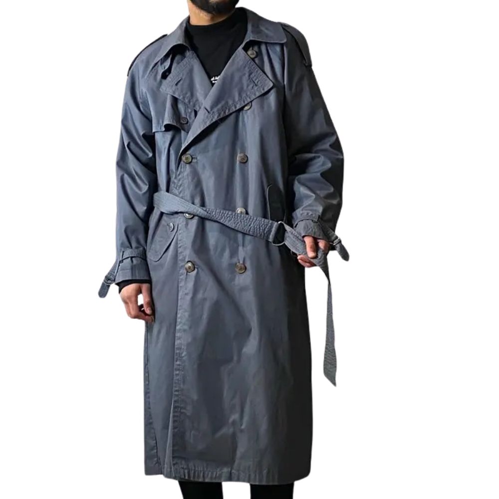 The Terminator Kyle Reese Double Breasted Grey Cotton Trench Coat - Front View
