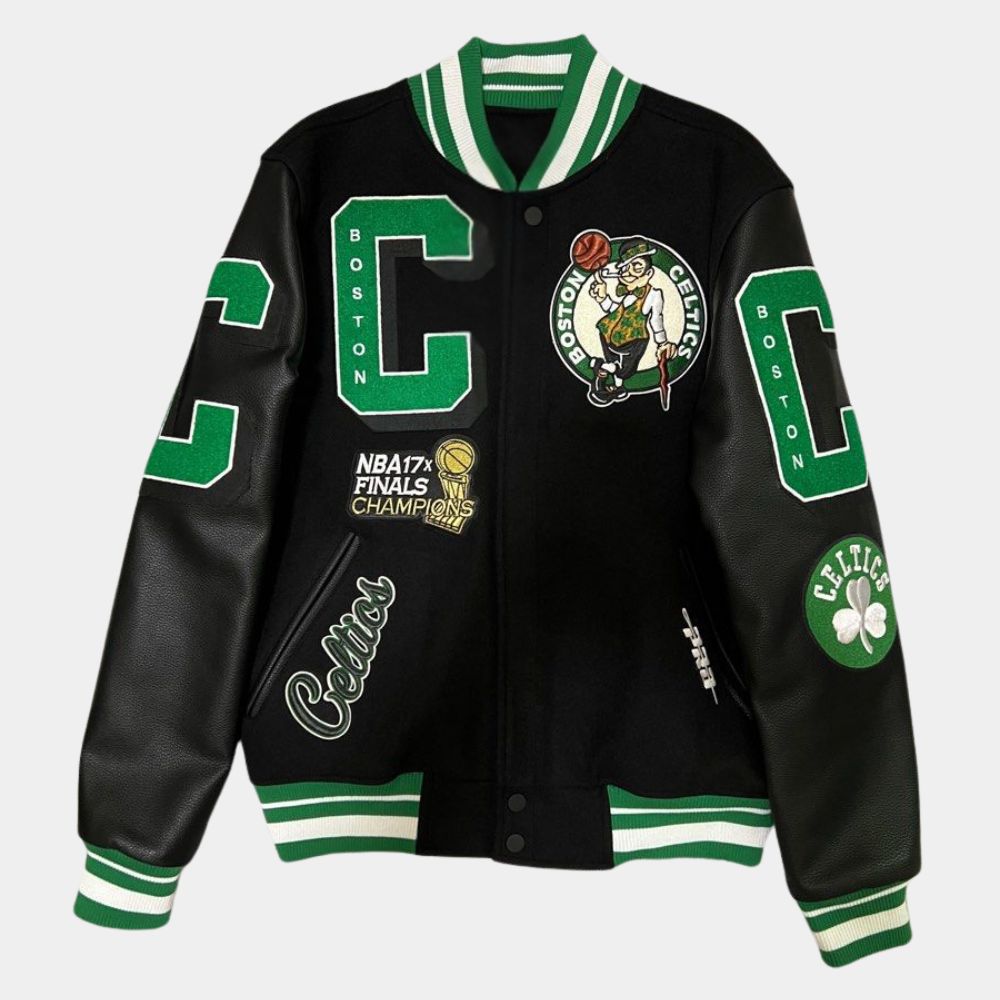 Boston Celtics Finals Champions Black Bomber Jacket - Front View