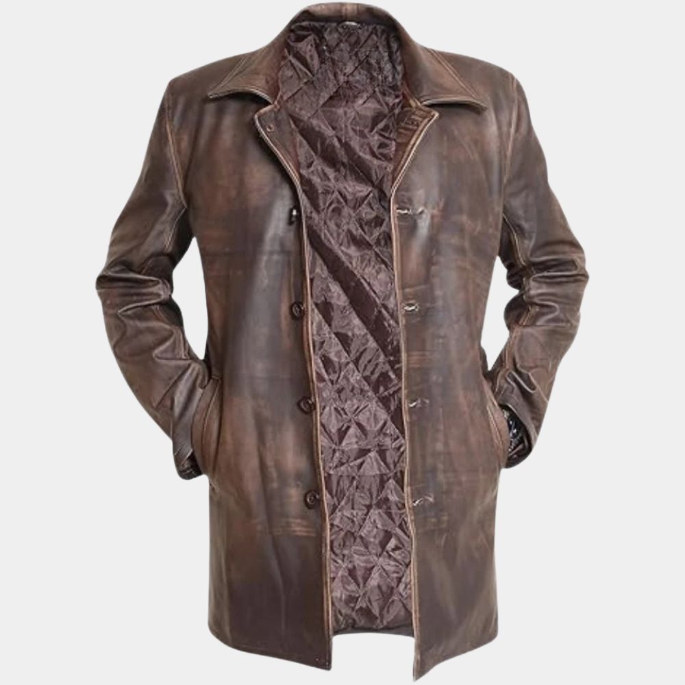 Jensen Ackles Supernatural Dean Winchester Distressed Brown Leather Jacket - Front View