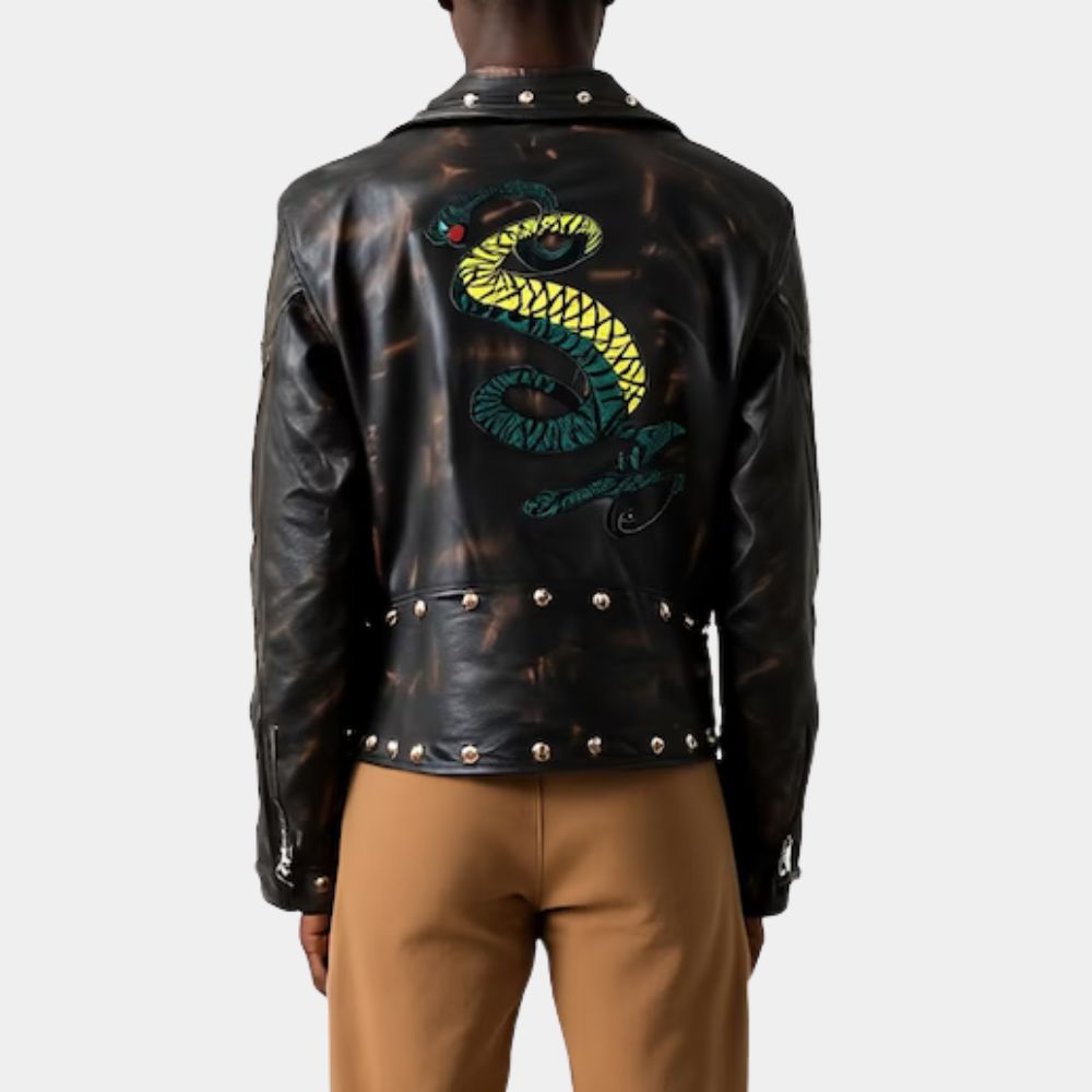 Tunnel Snakes Rule Leather Jacket - Back View
