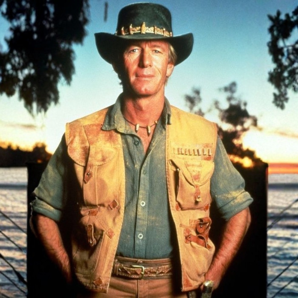 Paul Hogan Brown Leather Vest-front