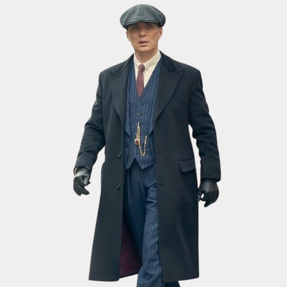 Peaky Blinders Thomas Shelby aka Cillian Murphy Black Trench Coat - Front View