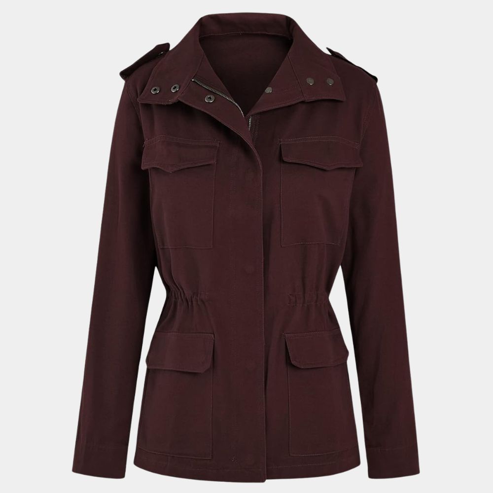 Untamed Jill Bodwin Maroon Jacket - Rosemarie DeWitt Cotton Jacket - Front View