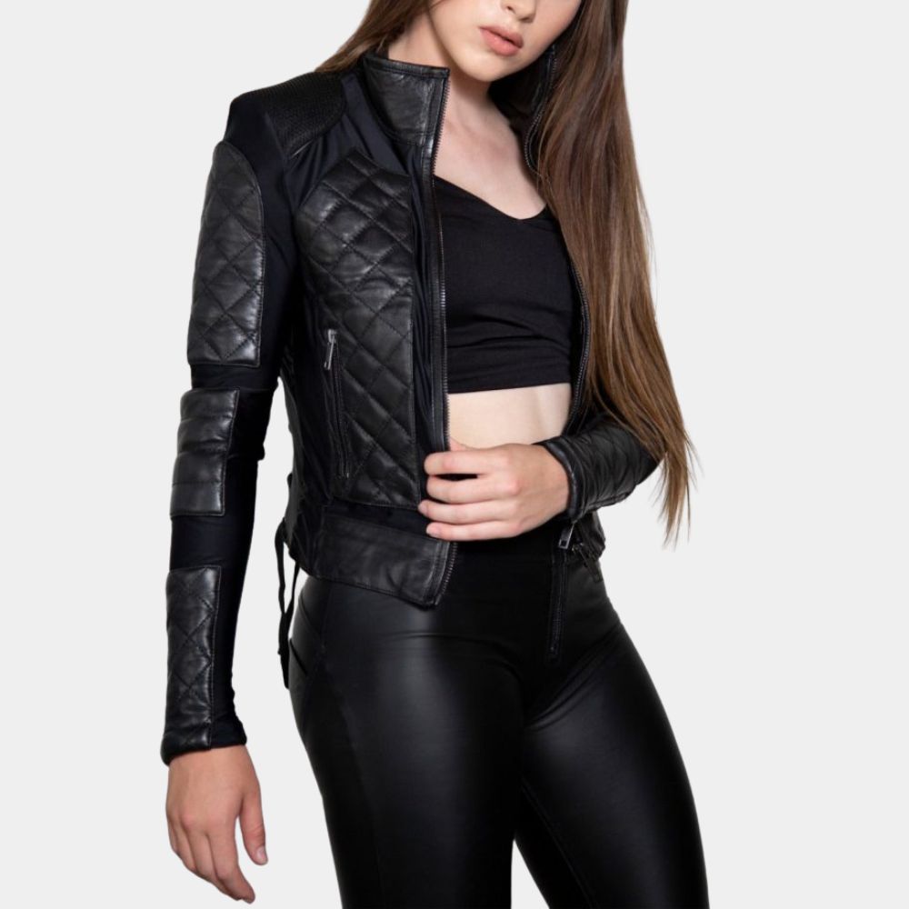 Evan Rachel Wood Westworld Season 3 Dolores Abernathy Black Leather Jacket - Front View