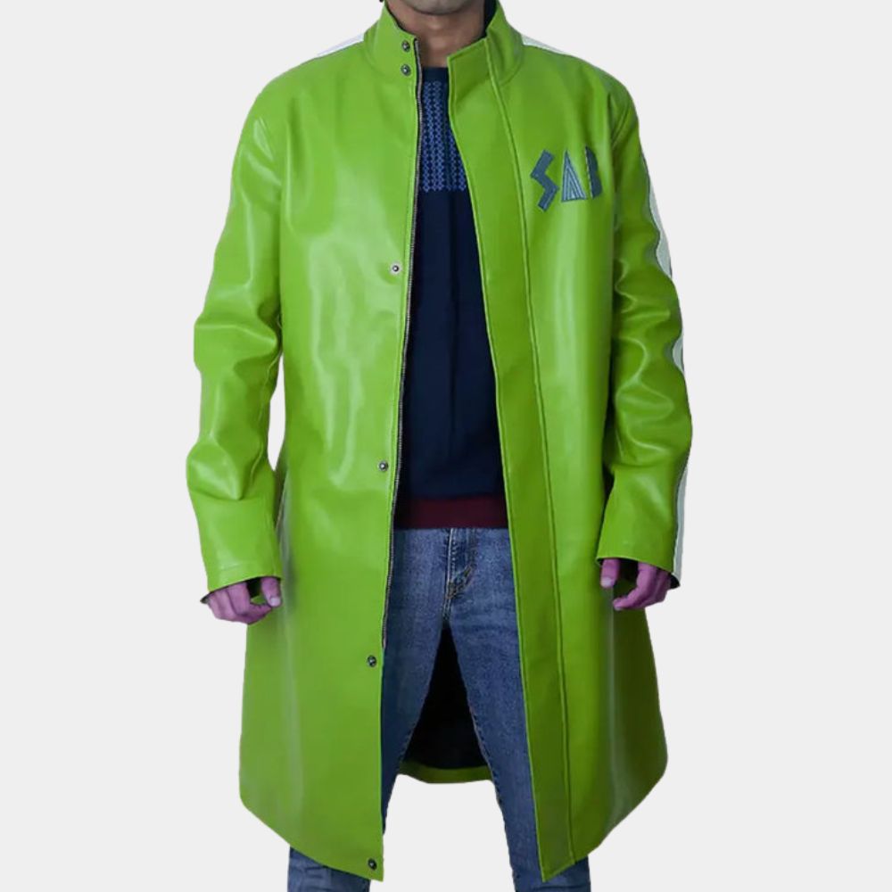 Dragon Ball Super Super Sab Green Leather Jacket - Front VIew