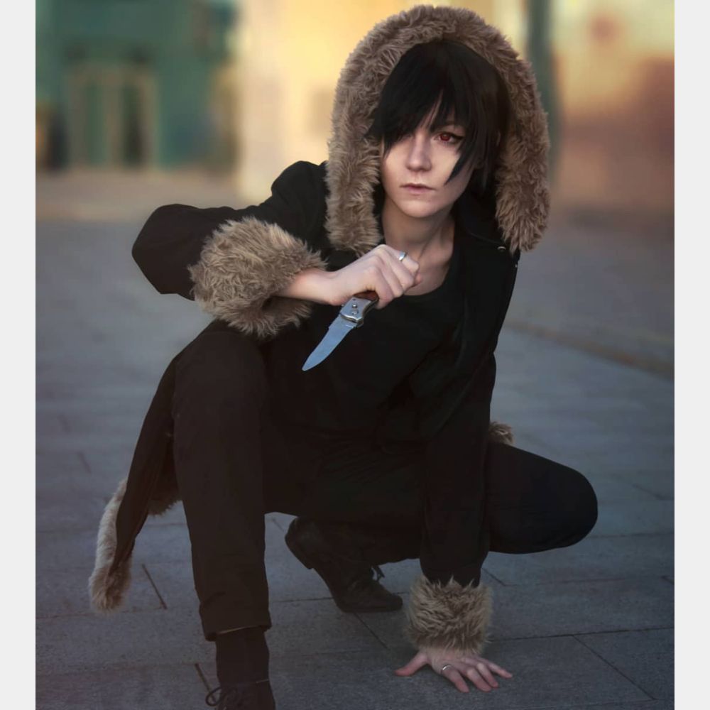 Durarara!! Izaya Orihara Black Leather Jacket - Front View