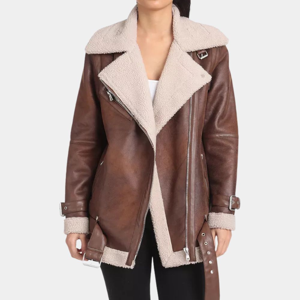 General Hospital Josslyn Jacks Brown Leather Jacket - Front View