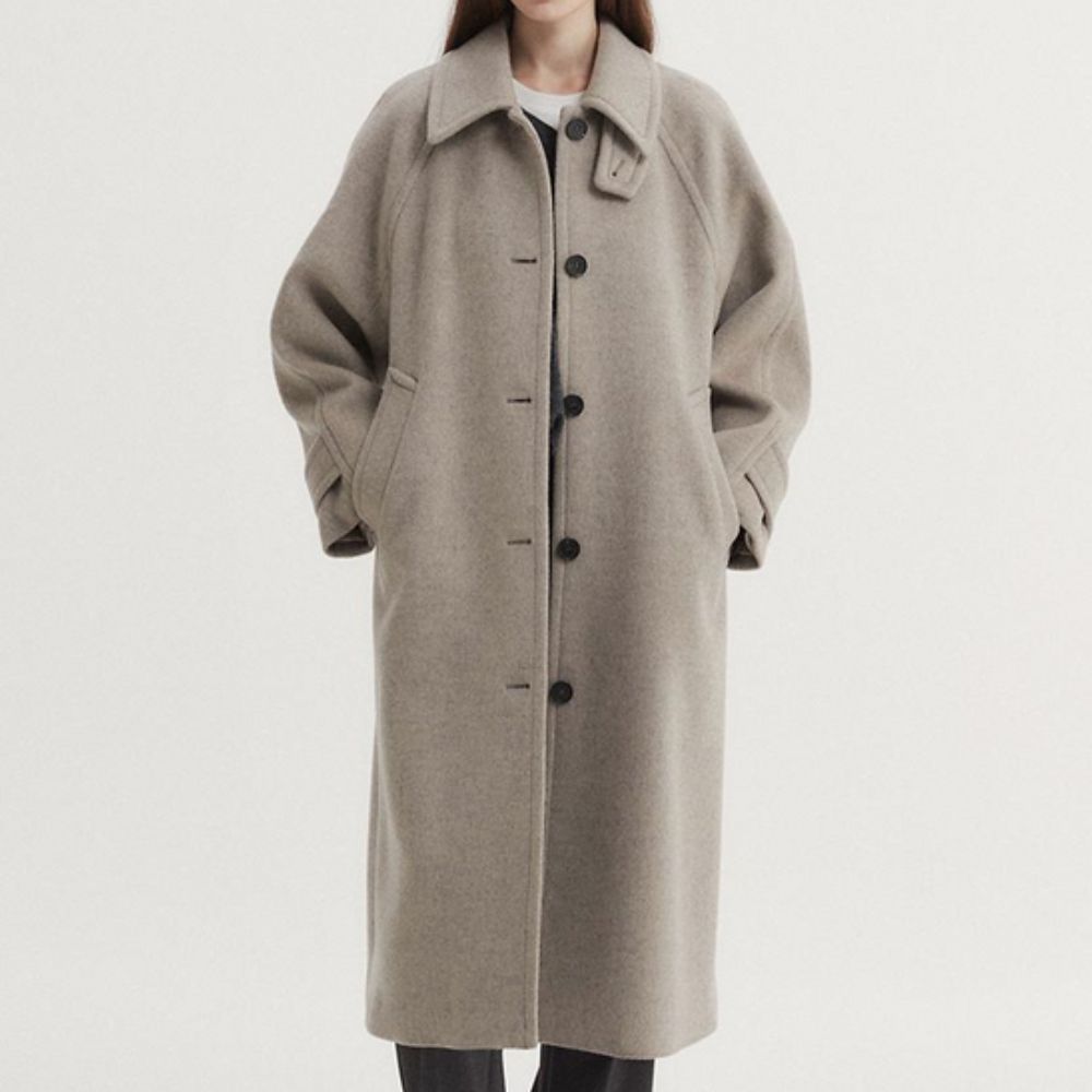 I Jack Wright S01 Emily Wright aka Ruby Serkis Beige Wool Coat - Front View