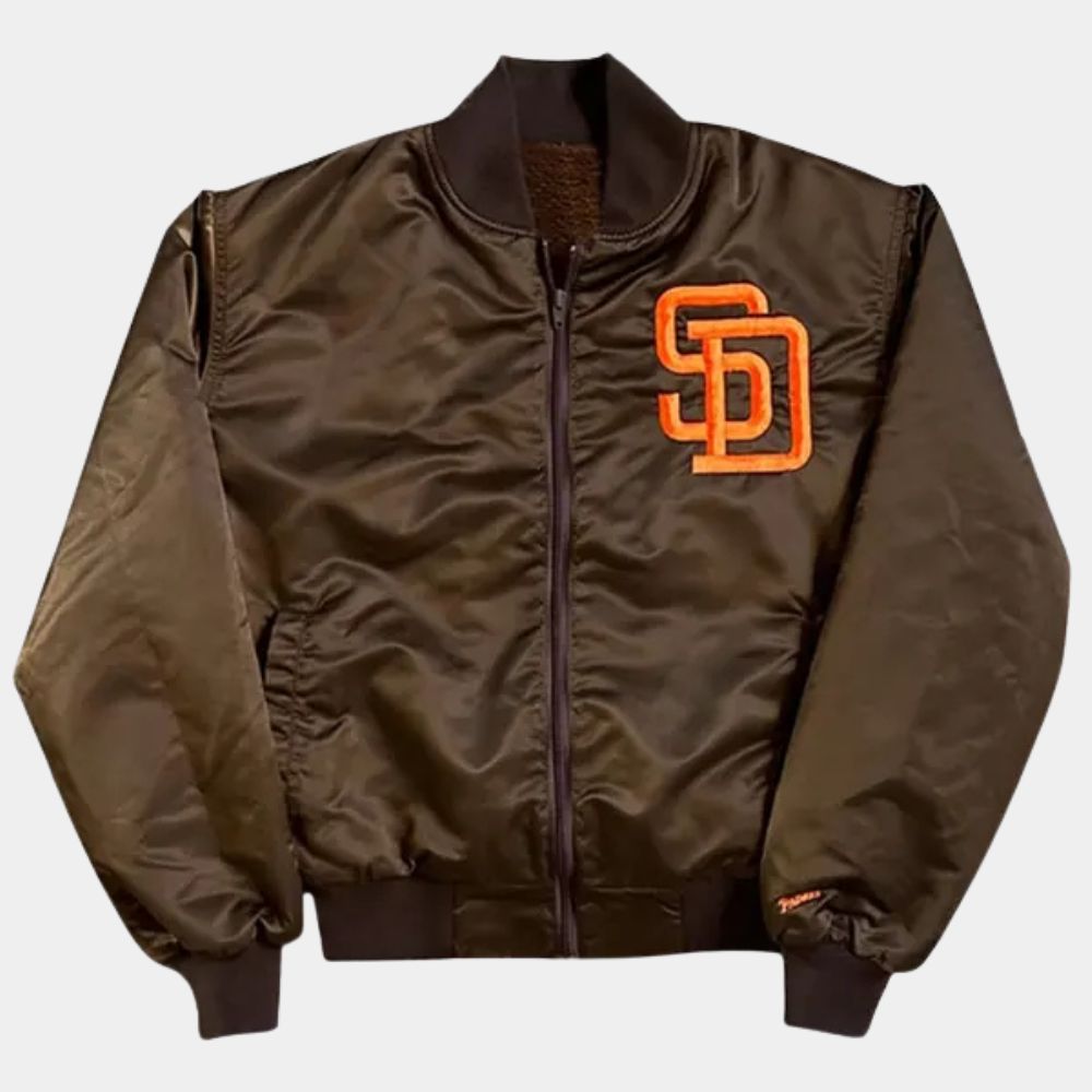 San Diego Padres Emma Stone Brown Jacket - Front View