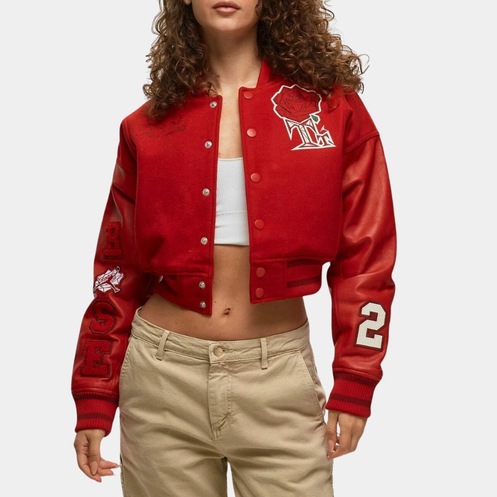 Jordan x Teyana Taylor Teyana Red Varsity Jacket - Front View