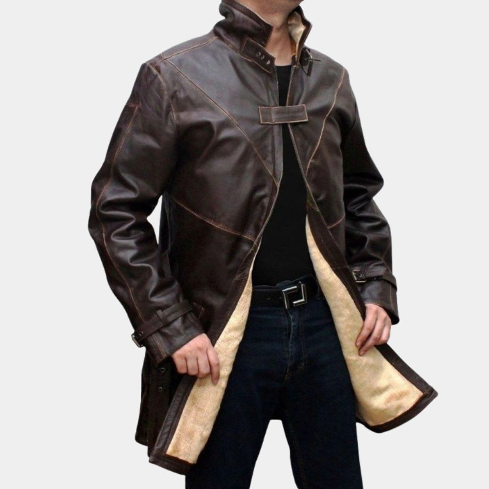 Aiden Pearce Watch Dogs Leather Coat - Front View