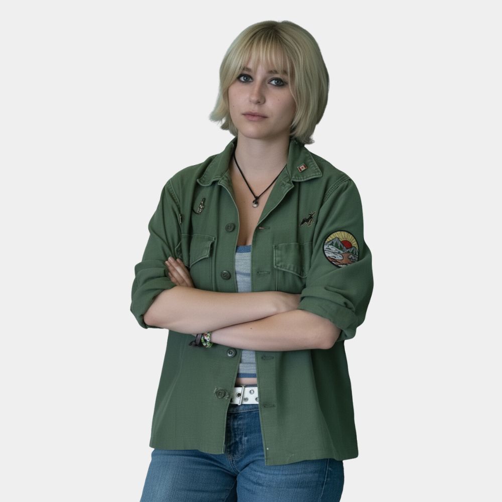 Wayward Alyvia Alyn Lind (Leile) Green Military Jacket - Front View
