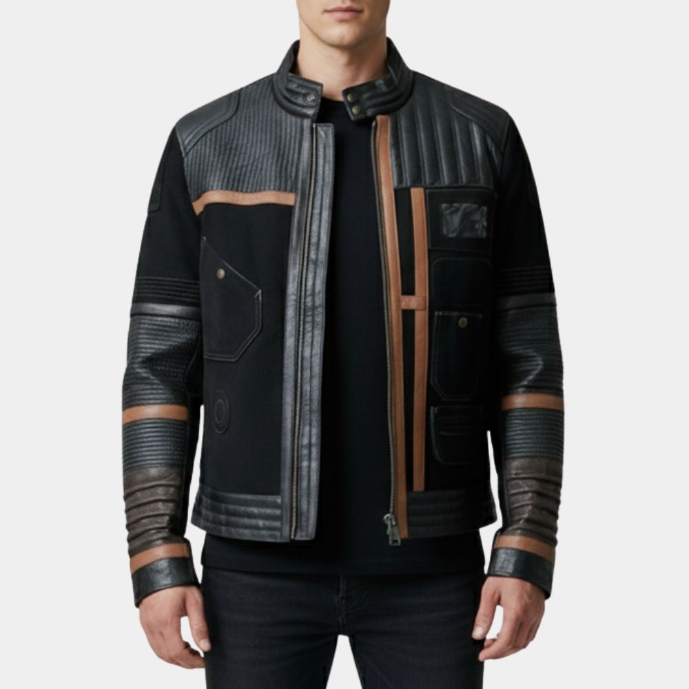 Andor Season 02 Diego Luna Black Leather Padded Jacket