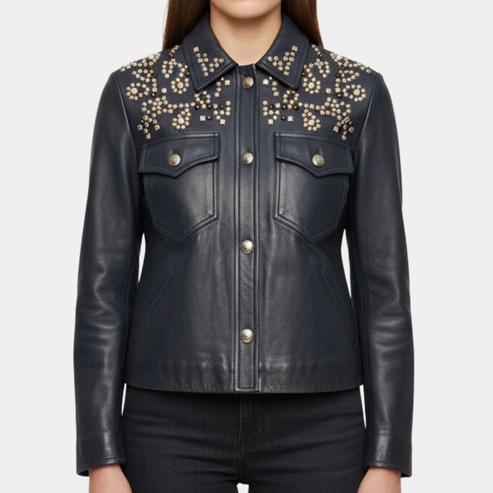 Anniversary Madeline Brewer (Anna) Black Leather Jacket - Front View