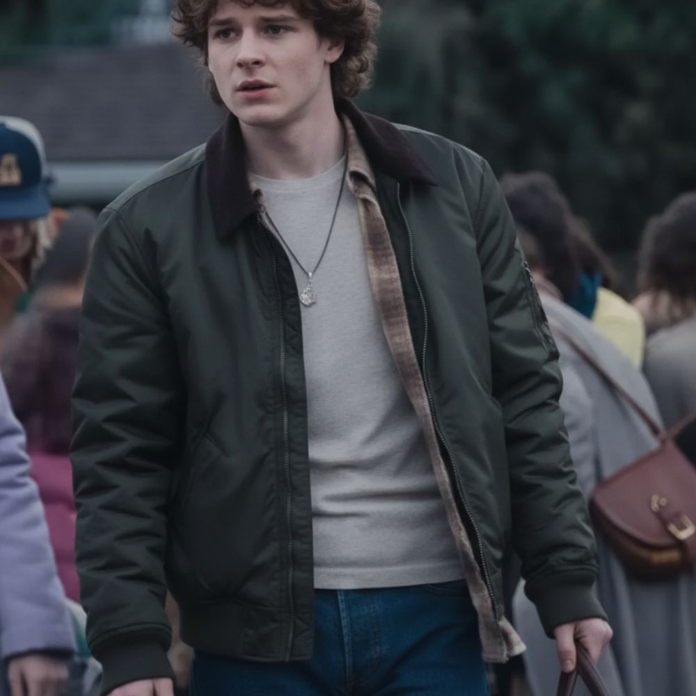 Black Phone 2 Mason Thames (Finney) Green Satin Jacket - Front View