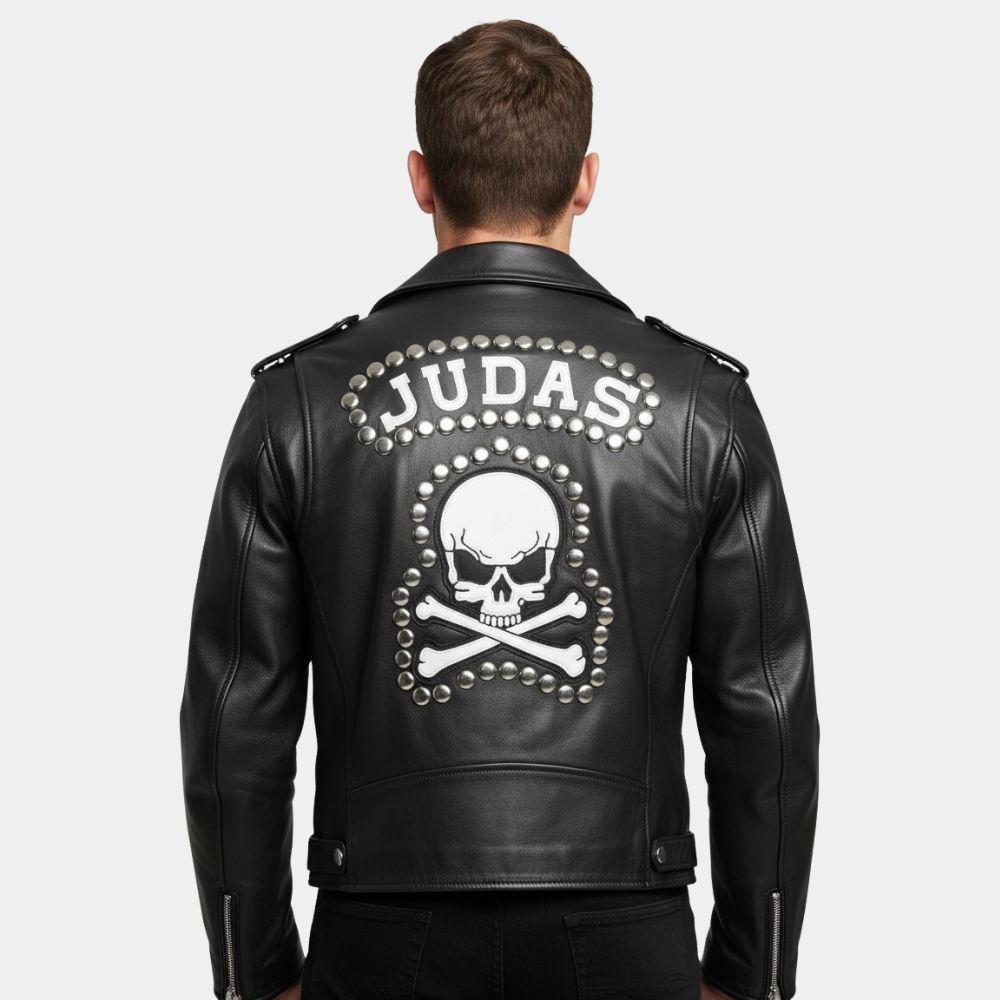 Norman Reedus Judas Biker Leather Jacket - Front View
