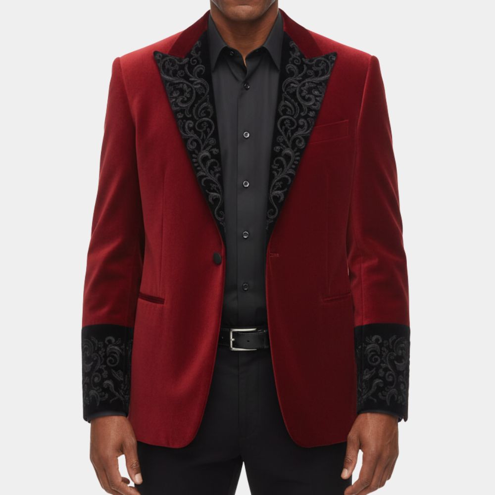 Now You See Me: Now You Don't Morgan Freeman (Thaddeus Bradley) Red Velvet Blazer - Front View