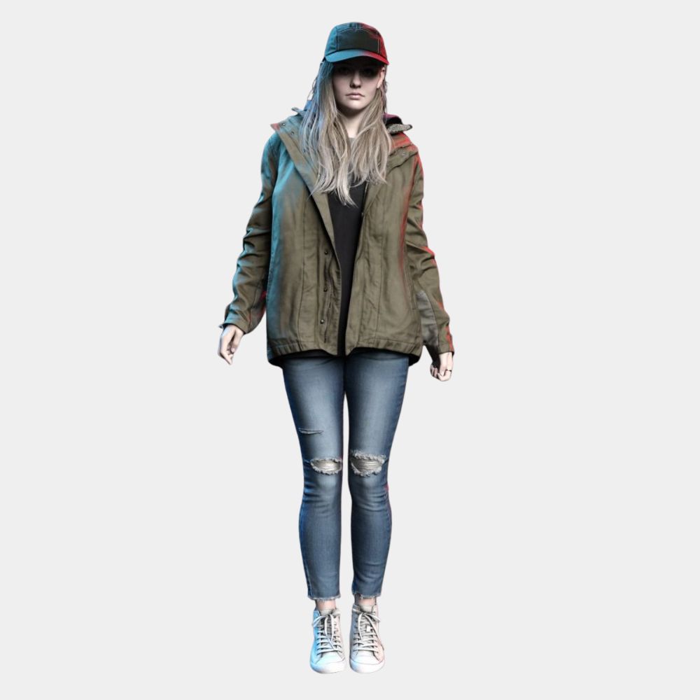 Resident Evil Village Rose Street Wolf Green Cotton Hooded Jacket - Front View