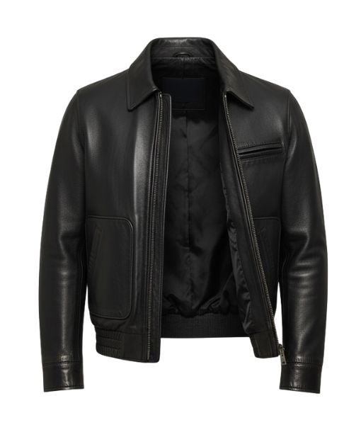Bruce Springsteen Black Leather Jacket - Front Open