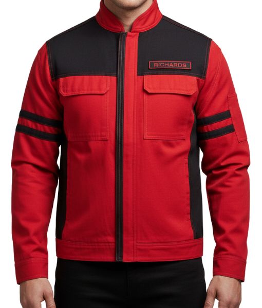 The Running Man Glen Powell Red Runners Jacket