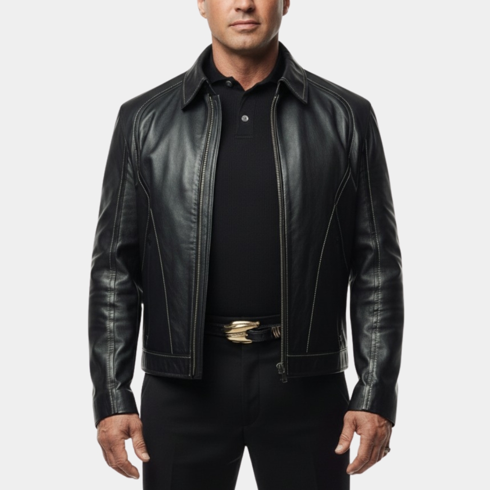 Tulsa King Season 03 Sylvester Stallone Black Leather Jacket