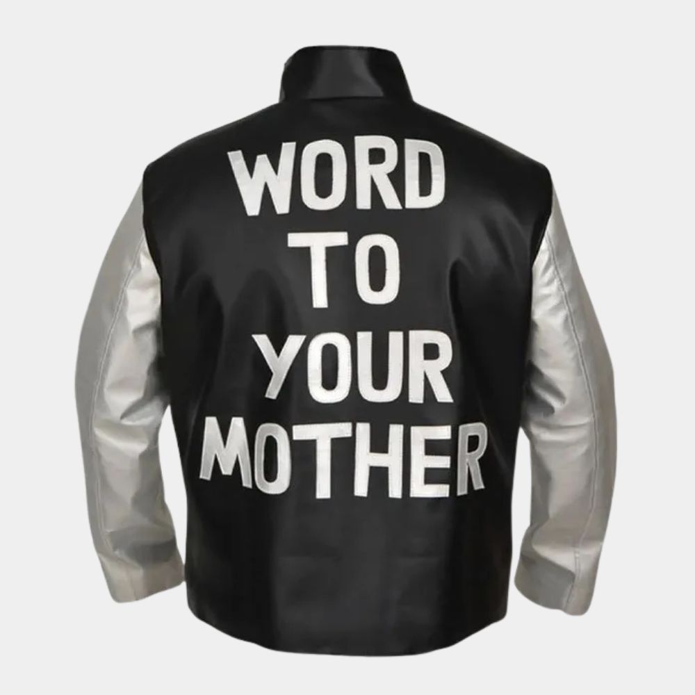 Word to your Mother Vanilla Ice Black and Silver Leather Jacket - Front View