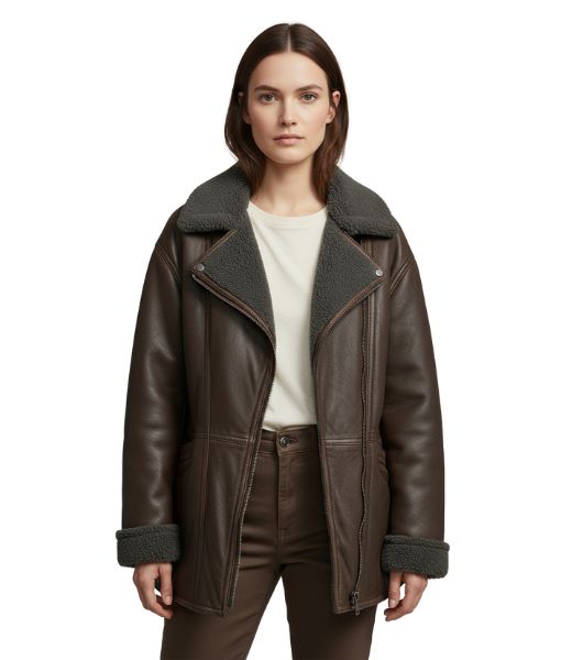 Ella McCay's Emma Mackey Leather Jacket