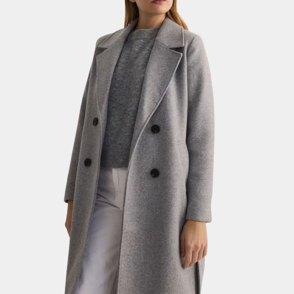 The Copenhagen Test Melissa Barrera (Michelle) Grey Trench Coat - Front View