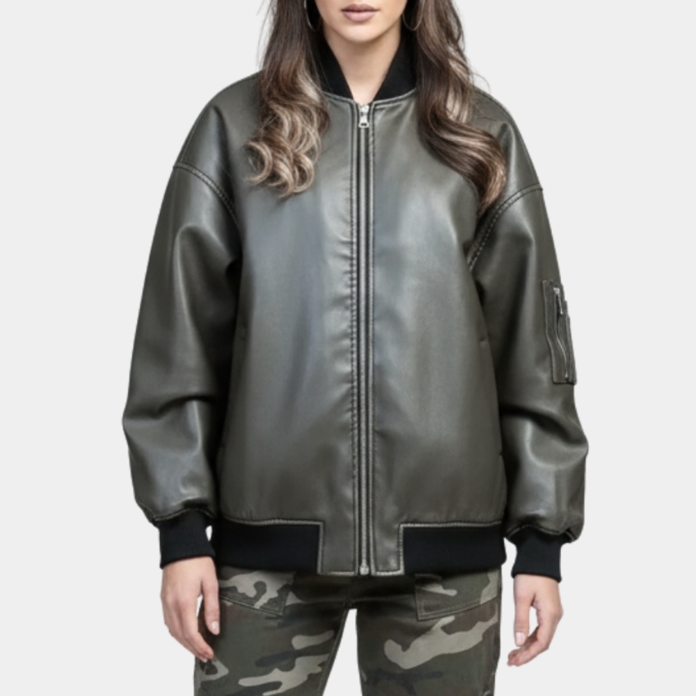 Michelle Keegan Bomber Leather Jacket