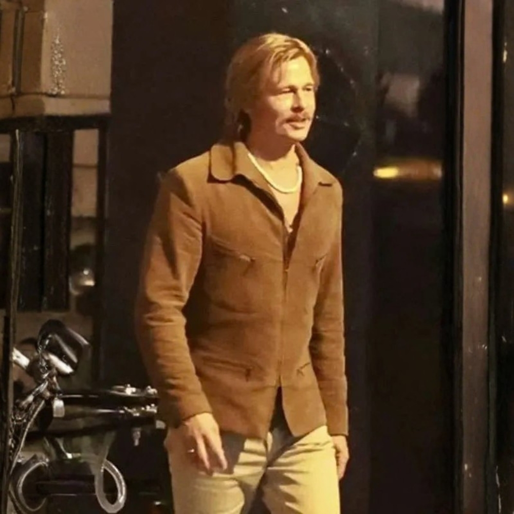 The Adventures Of Cliff Booth Brad Pitt Brown Jacket