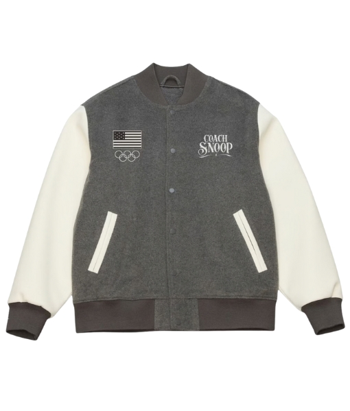 Olympics 2026 Team USA Coach Snoop Grey Varsity Jacket